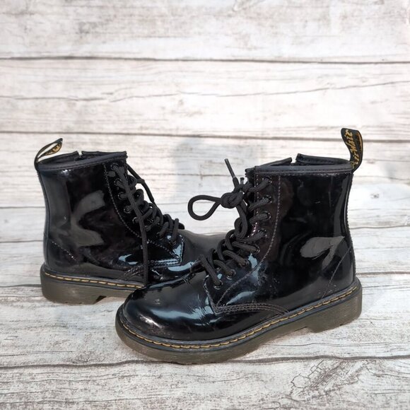 Dr. Martens 1460J Black Patent Leather Combat Boots – Youth Girls Size 2 - Picture 6 of 10